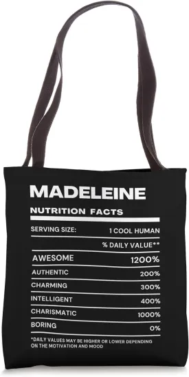 Madeleine Nutrition Facts Name Funny Tote Bag