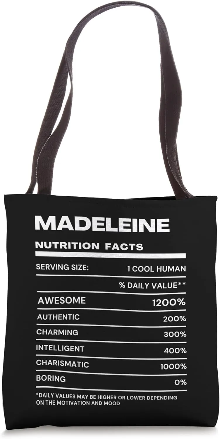 Madeleine Nutrition Facts Name Funny Tote Bag