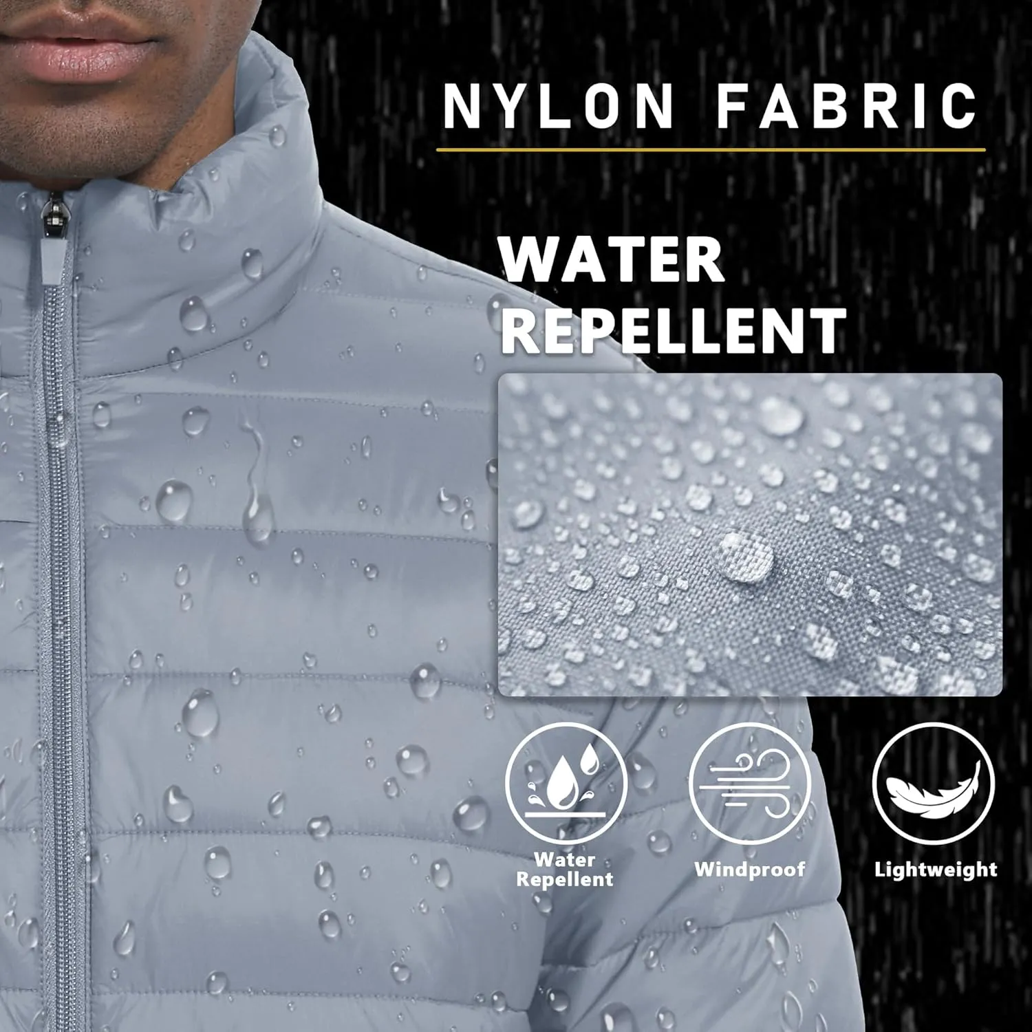 MAGCOMSEN Men's Puffer Jacket Lightweight Warm Winter Coats Water Repellent Windproof Insulated Jacket