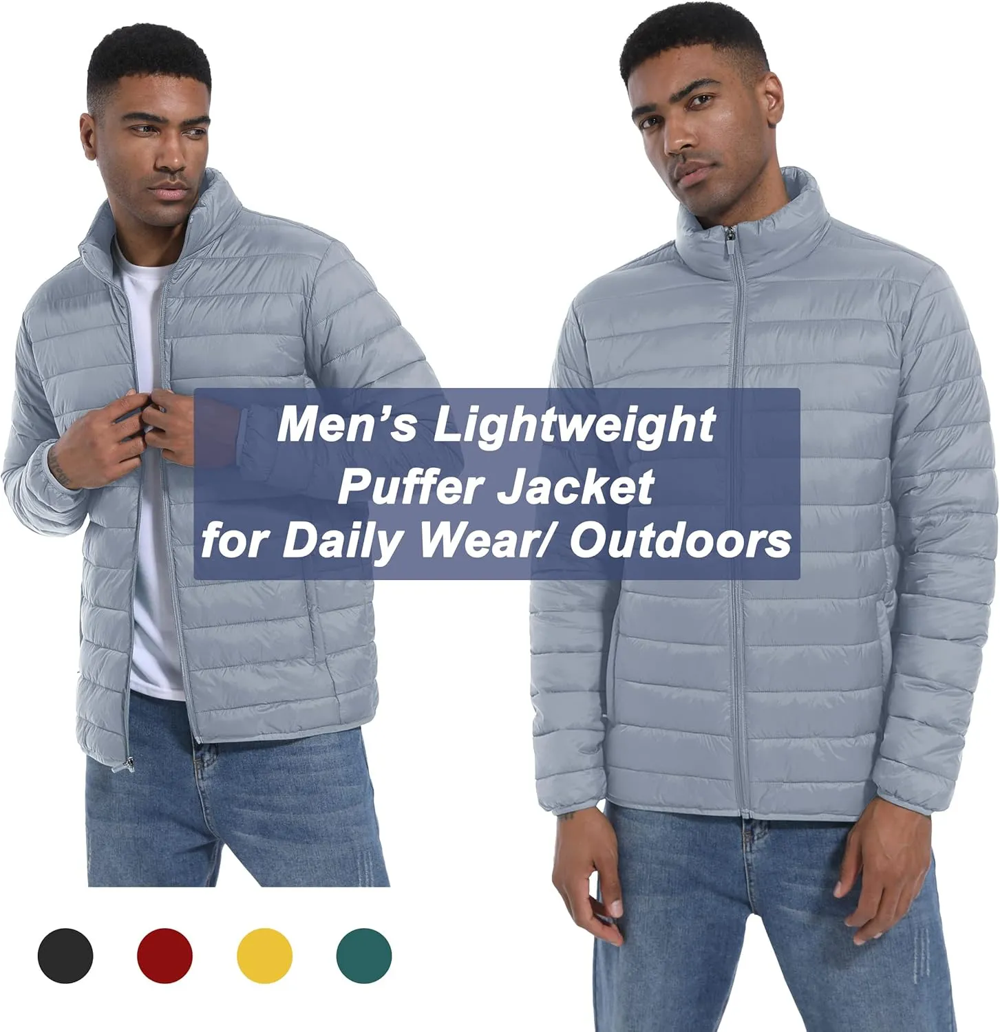 MAGCOMSEN Men's Puffer Jacket Lightweight Warm Winter Coats Water Repellent Windproof Insulated Jacket