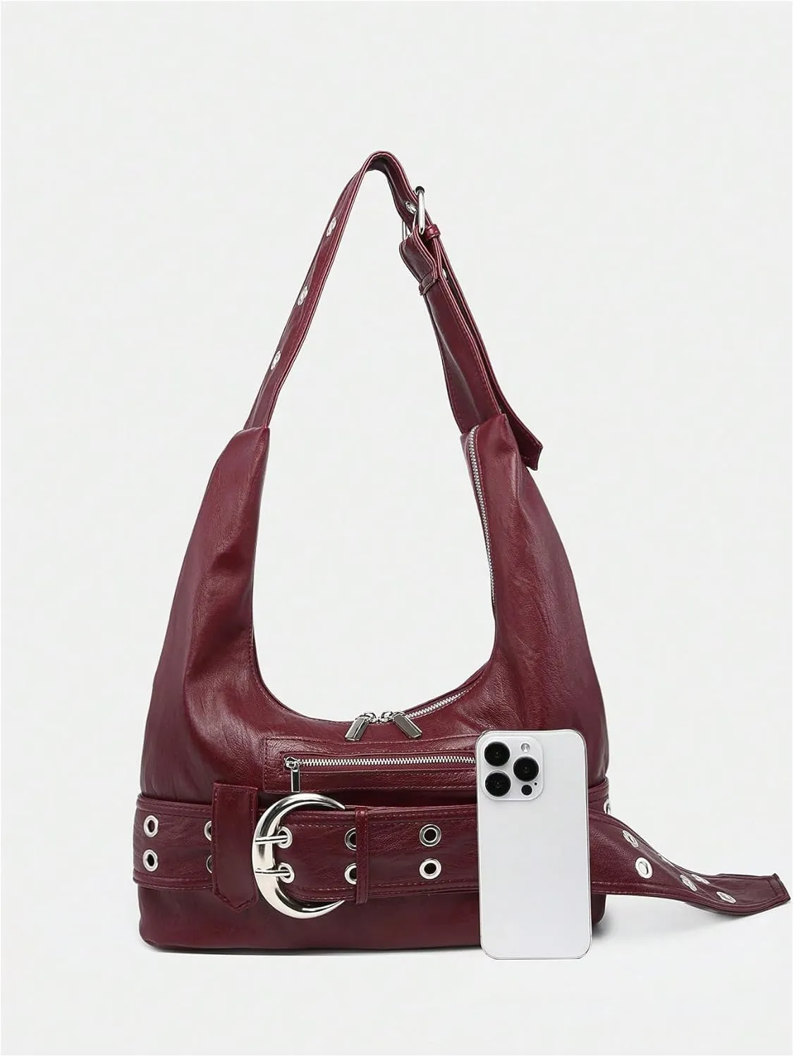 MakeMeChic Women's PU Leather Single Strap Zipper Vintage Medium Shoulder Bag Tote Handbags