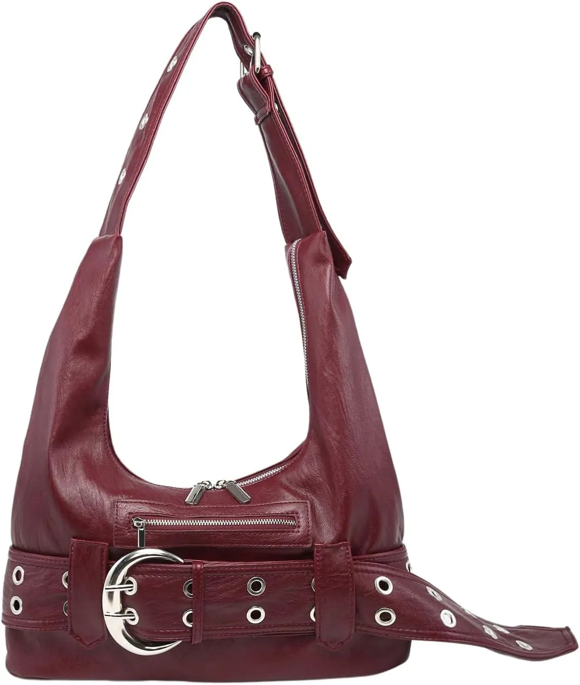 MakeMeChic Women's PU Leather Single Strap Zipper Vintage Medium Shoulder Bag Tote Handbags