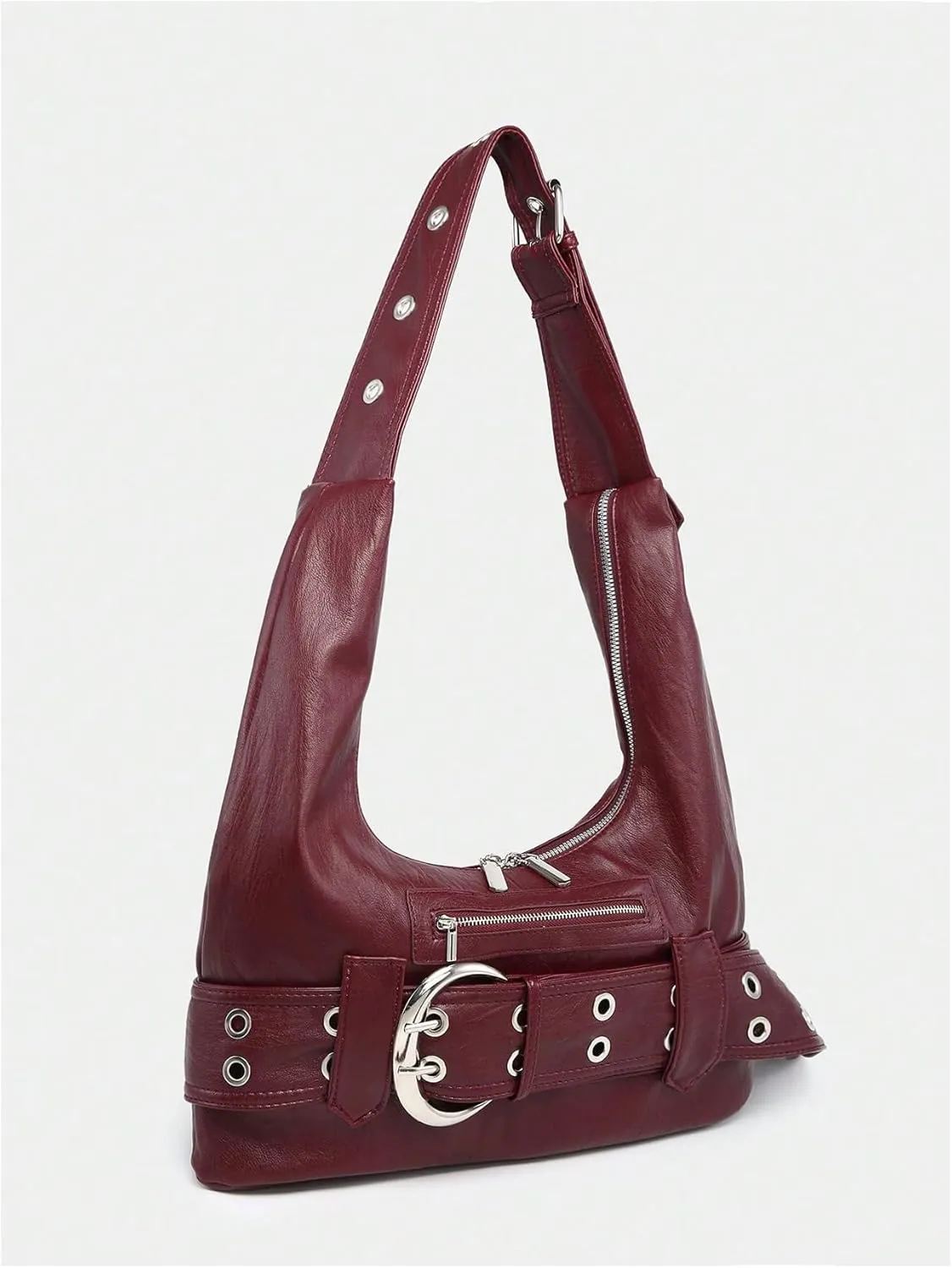 MakeMeChic Women's PU Leather Single Strap Zipper Vintage Medium Shoulder Bag Tote Handbags