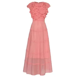 Mesh Patchwork Butterfly Sleeve Maxi Dress