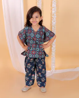 Midnight Blues Girls Kaftan Set
