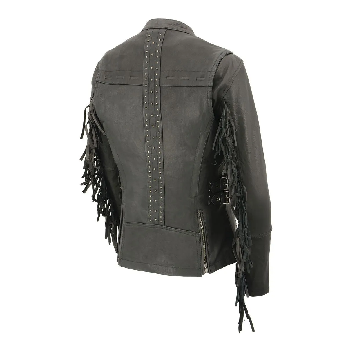 Milwaukee Leather MLL2565 Women's Black Fringed Lightweight Leather