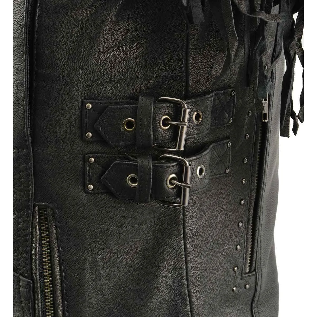 Milwaukee Leather MLL2565 Women's Black Fringed Lightweight Leather