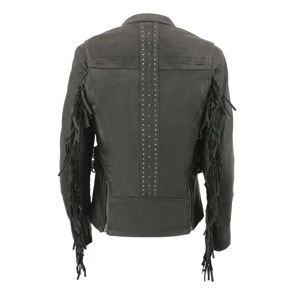 Milwaukee Leather MLL2565 Women's Black Fringed Lightweight Leather
