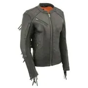 Milwaukee Leather MLL2565 Women's Black Fringed Lightweight Leather