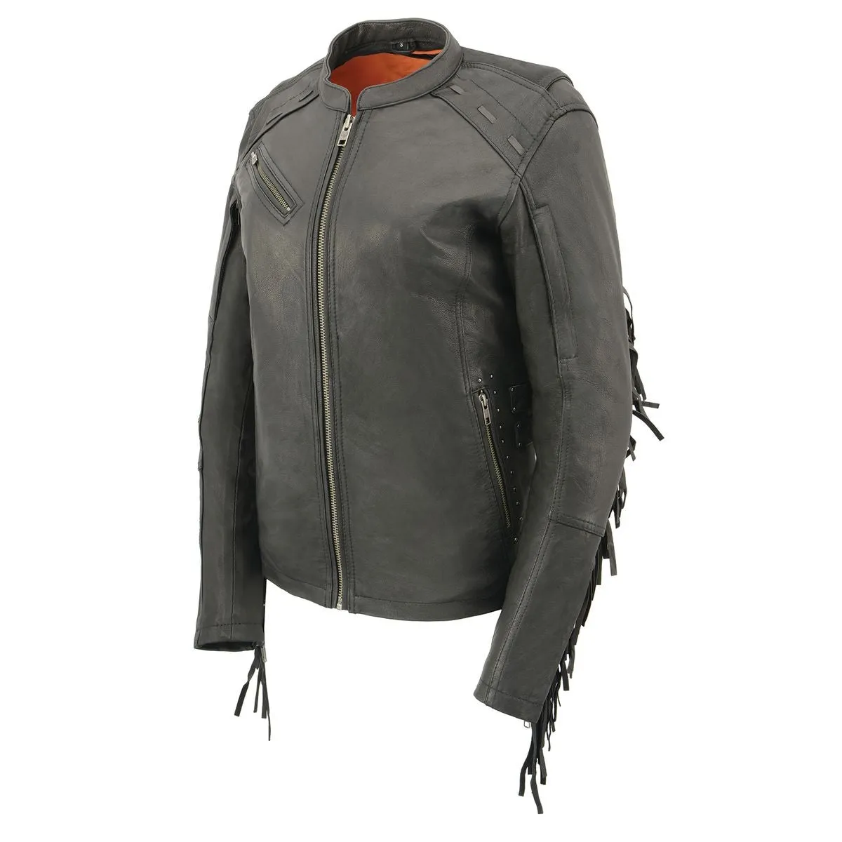 Milwaukee Leather MLL2565 Women's Black Fringed Lightweight Leather