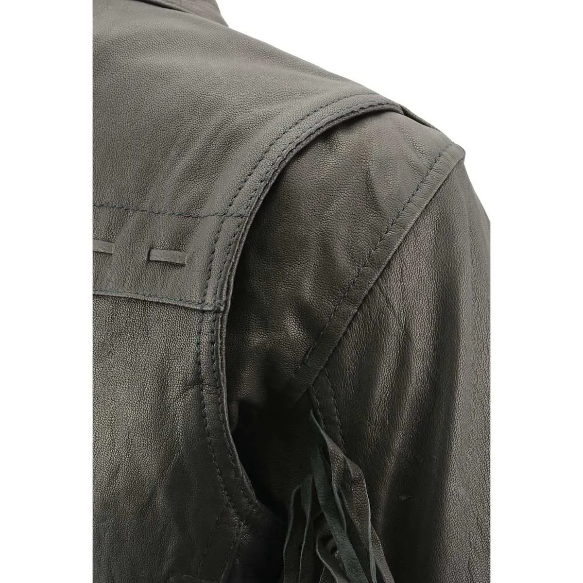 Milwaukee Leather MLL2565 Women's Black Fringed Lightweight Leather