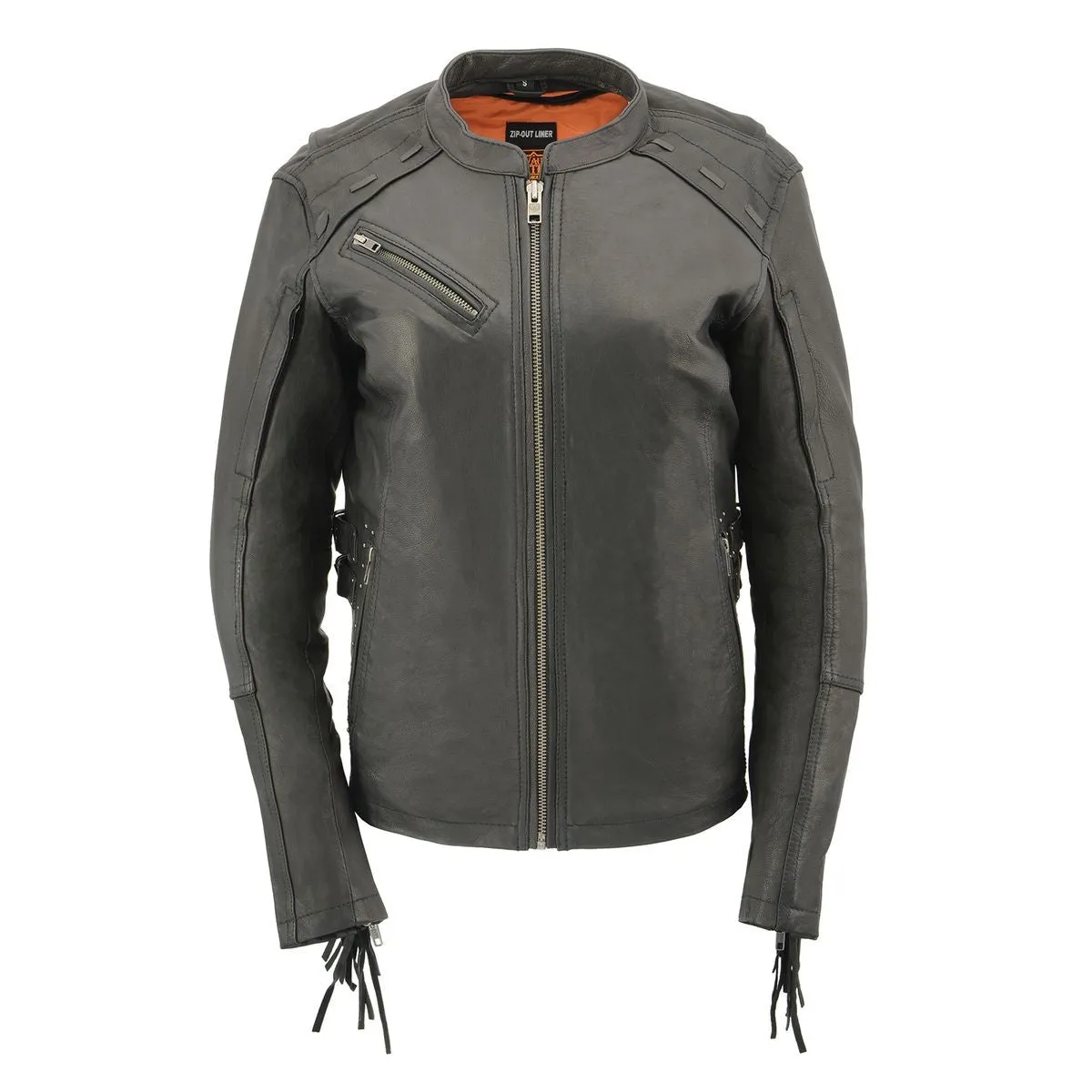 Milwaukee Leather MLL2565 Women's Black Fringed Lightweight Leather
