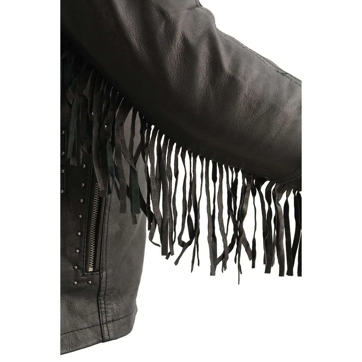 Milwaukee Leather MLL2565 Women's Black Fringed Lightweight Leather