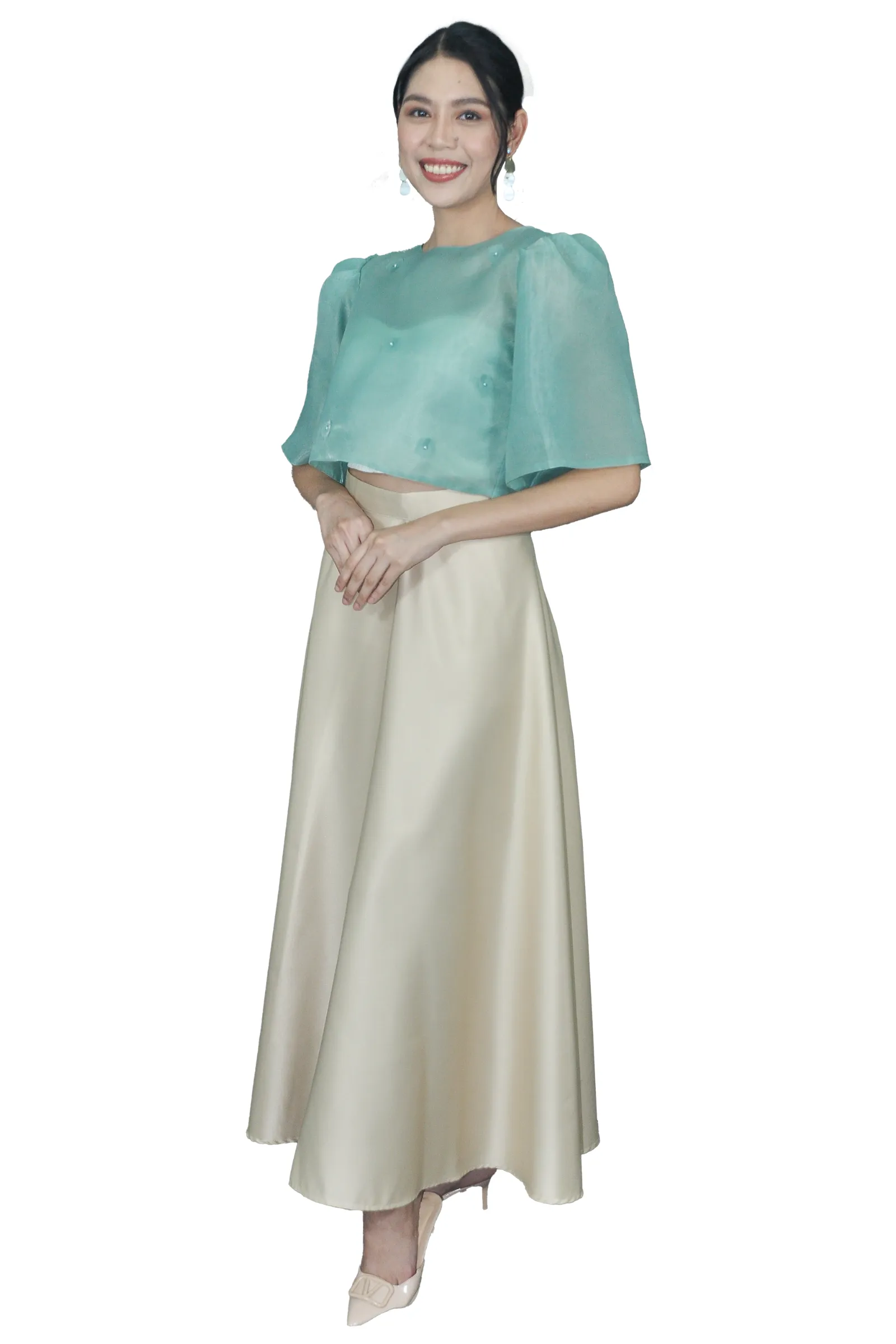Mint Green Kimona with Floral Bead Accents - Tricia - JS304