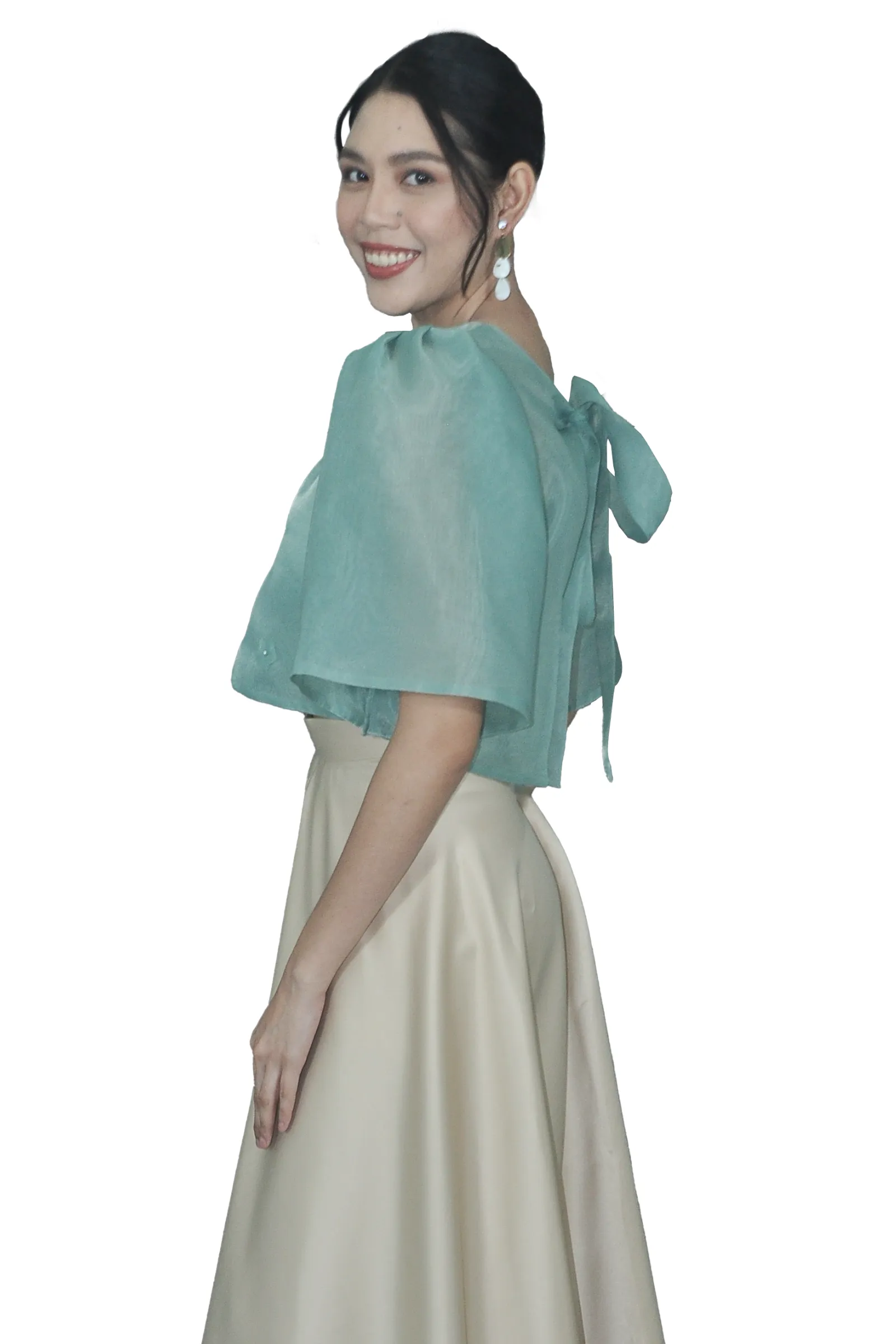 Mint Green Kimona with Floral Bead Accents - Tricia - JS304