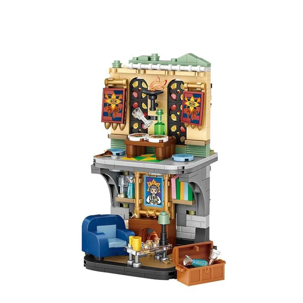 MOC  Compatible  L Blocks Magic School Cartoon Street Store Building Bricks for  Toy Kids Brinquedos Girls   Present 1666