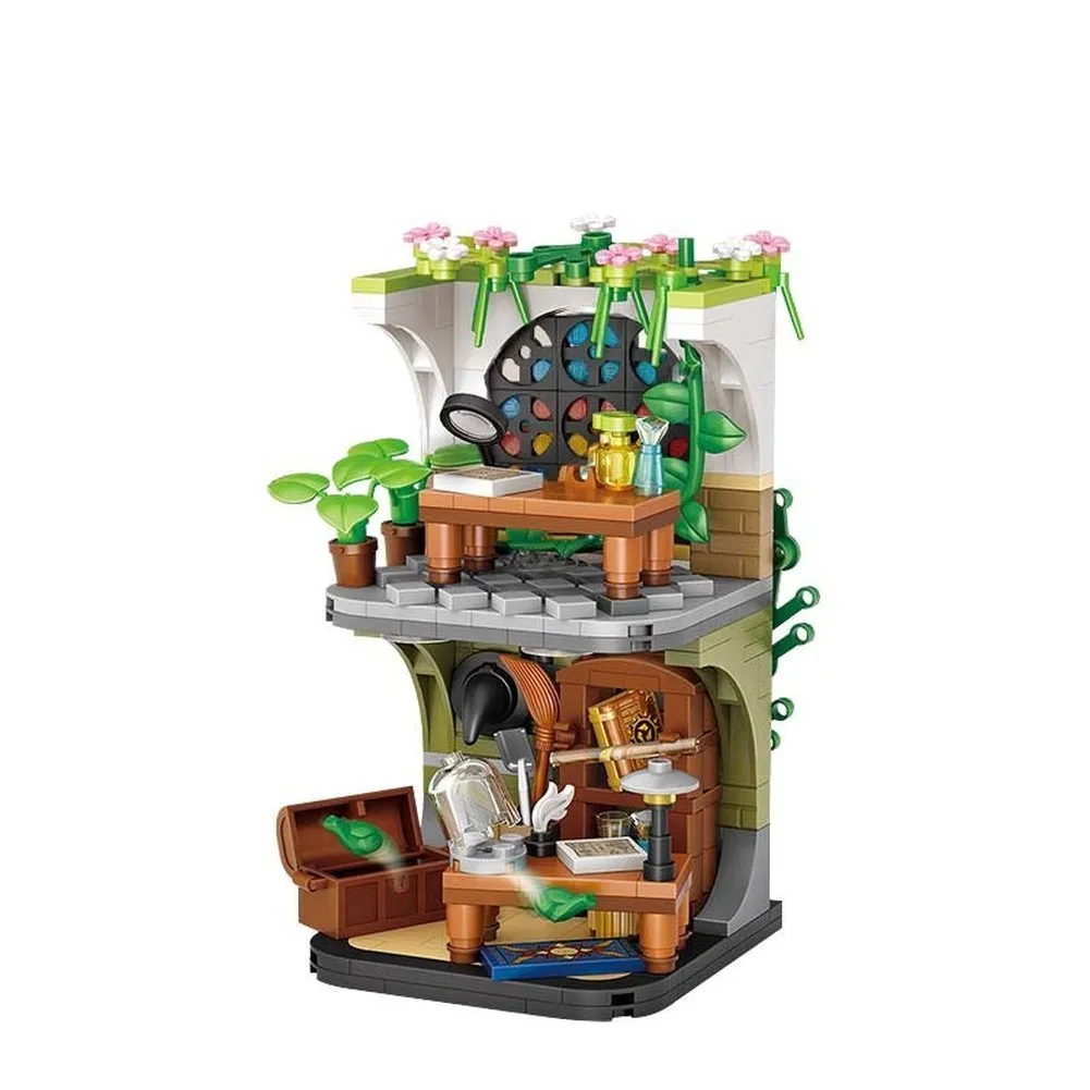 MOC  Compatible  L Blocks Magic School Cartoon Street Store Building Bricks for  Toy Kids Brinquedos Girls   Present 1666