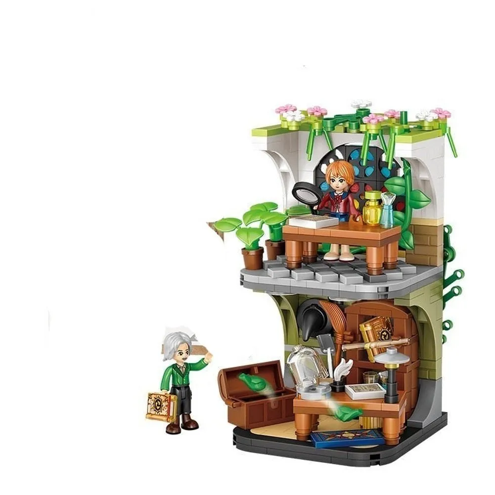MOC  Compatible  L Blocks Magic School Cartoon Street Store Building Bricks for  Toy Kids Brinquedos Girls   Present 1666