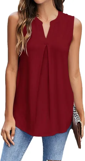 Newchoice Womens Tank Tops V Neck Sleeveless Summer Shirts Loose Dressy Casual Blouses (S-3XL)