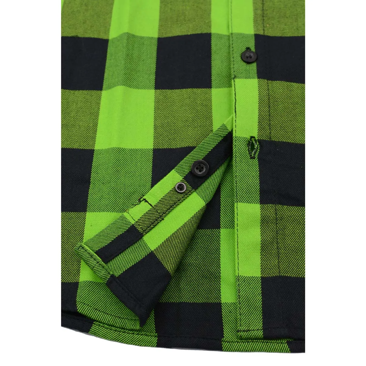 NexGen MNG11656 Men's Black and Neon-Green Long Sleeve Cotton Flannel Shirt