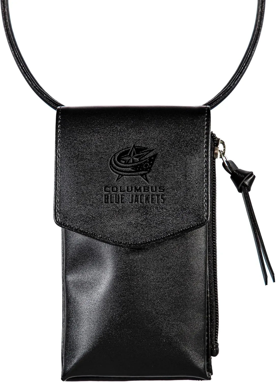 NHL Columbus Blue Jackets Cross Body Black Wallet with Strap, Officially Licensed Team Logo, Leather Crossbody Bags for Women Cell Phone Bag Wallet Purses