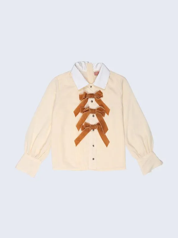 One Friday Beige Bow Top