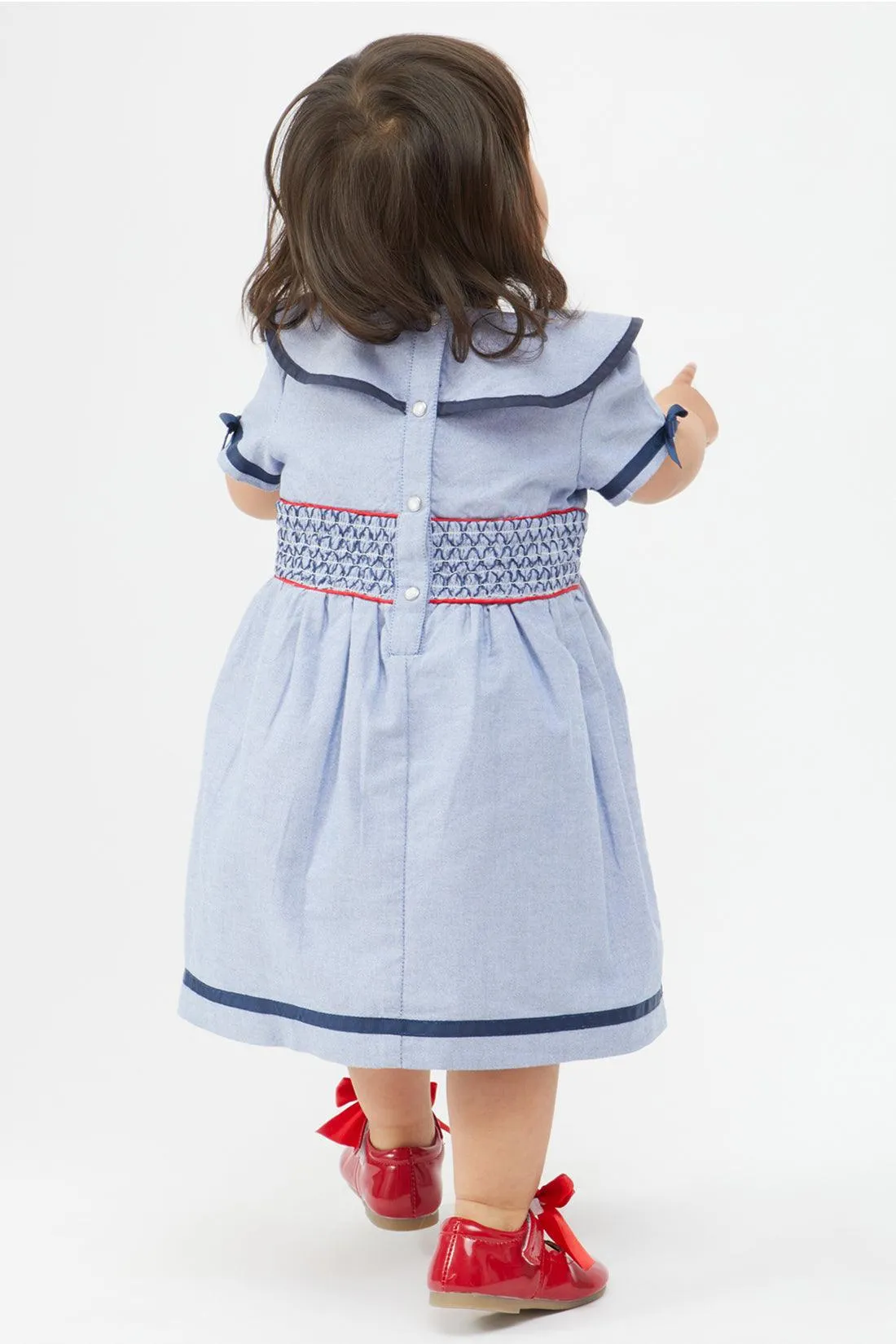 One Friday Blue Dress With Embroidered Waistline