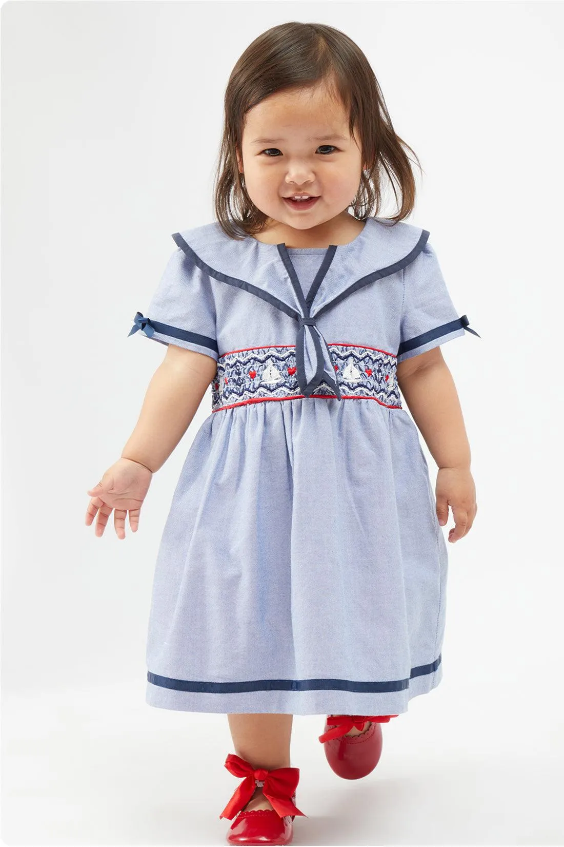 One Friday Blue Dress With Embroidered Waistline