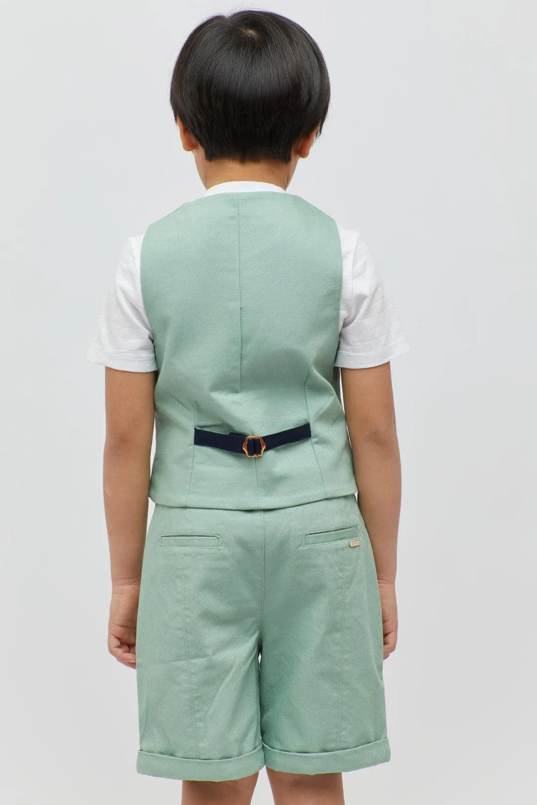 One Friday Kids Boys Green Cotton Waistcoat