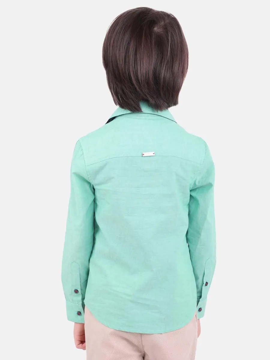One Friday Kids For Boys Green Anchor Shirt