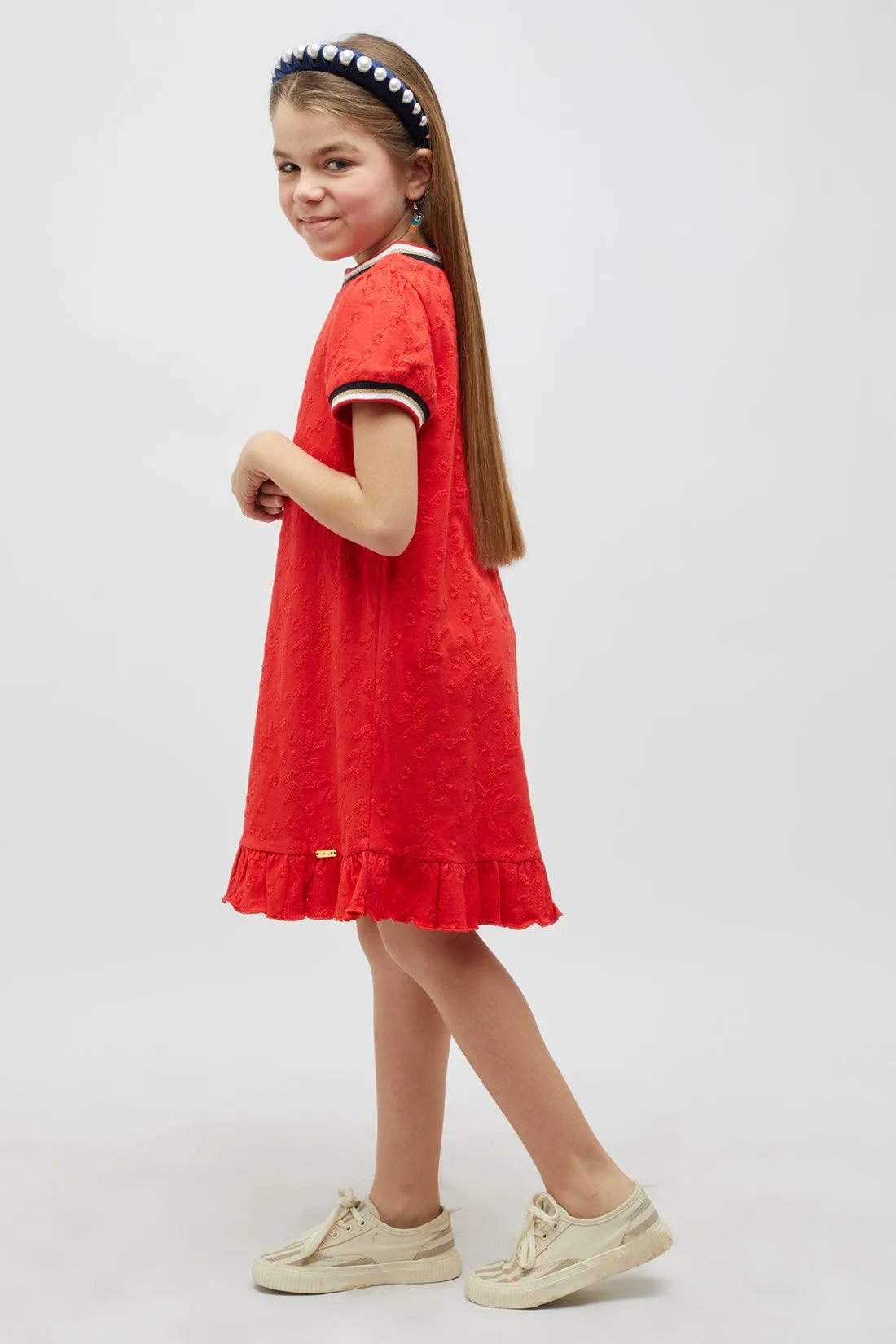 One Friday Red Printed Relaxed Dress