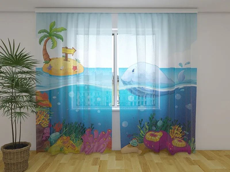 Photo Curtain Big Whale