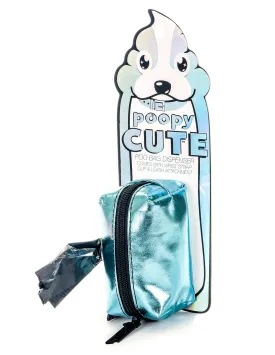 poopyCUTE | Cute Poop Bag Holder | METALLIC Blue