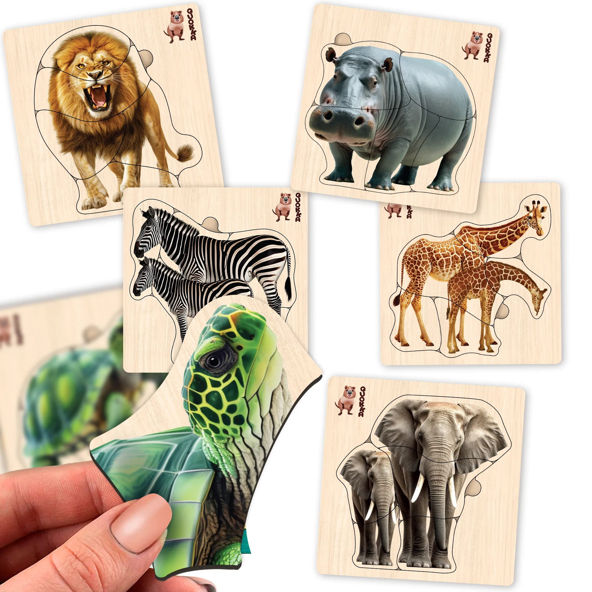 Realistic Wooden Puzzles for Toddlers  | Safari Animals