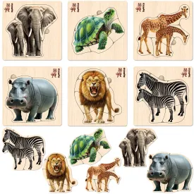 Realistic Wooden Puzzles for Toddlers  | Safari Animals