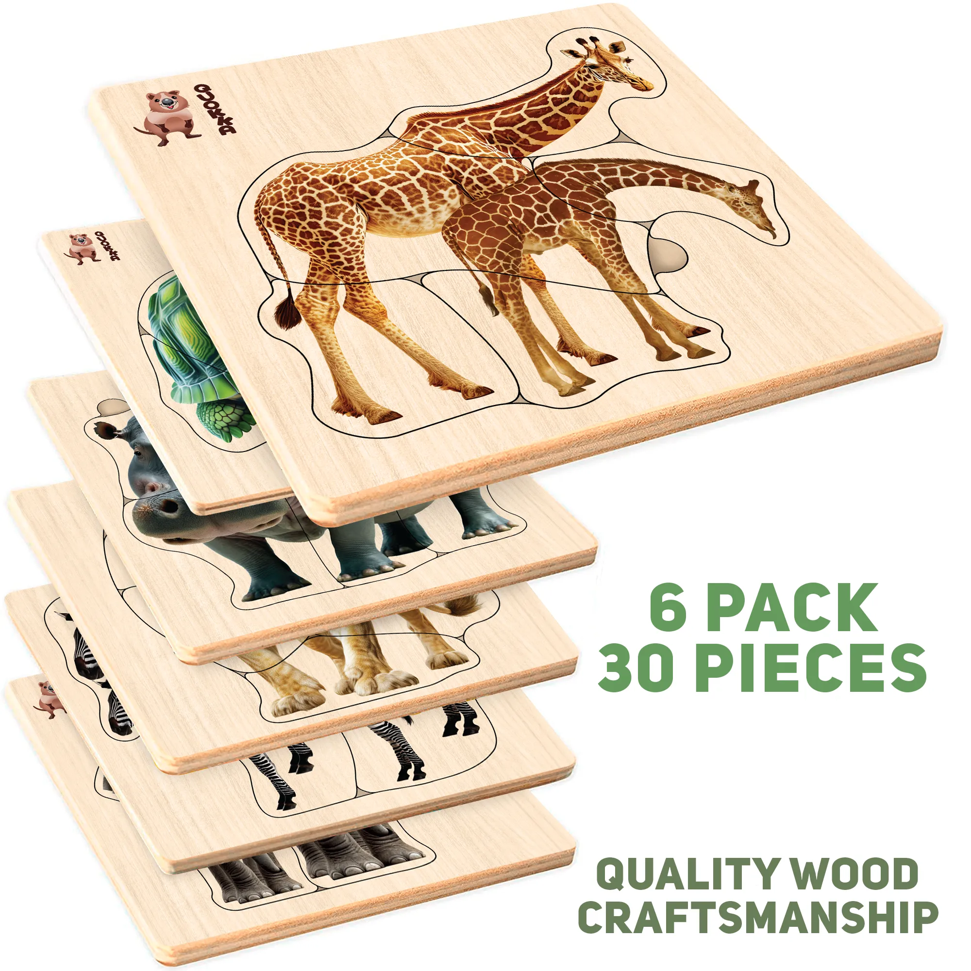Realistic Wooden Puzzles for Toddlers  | Safari Animals