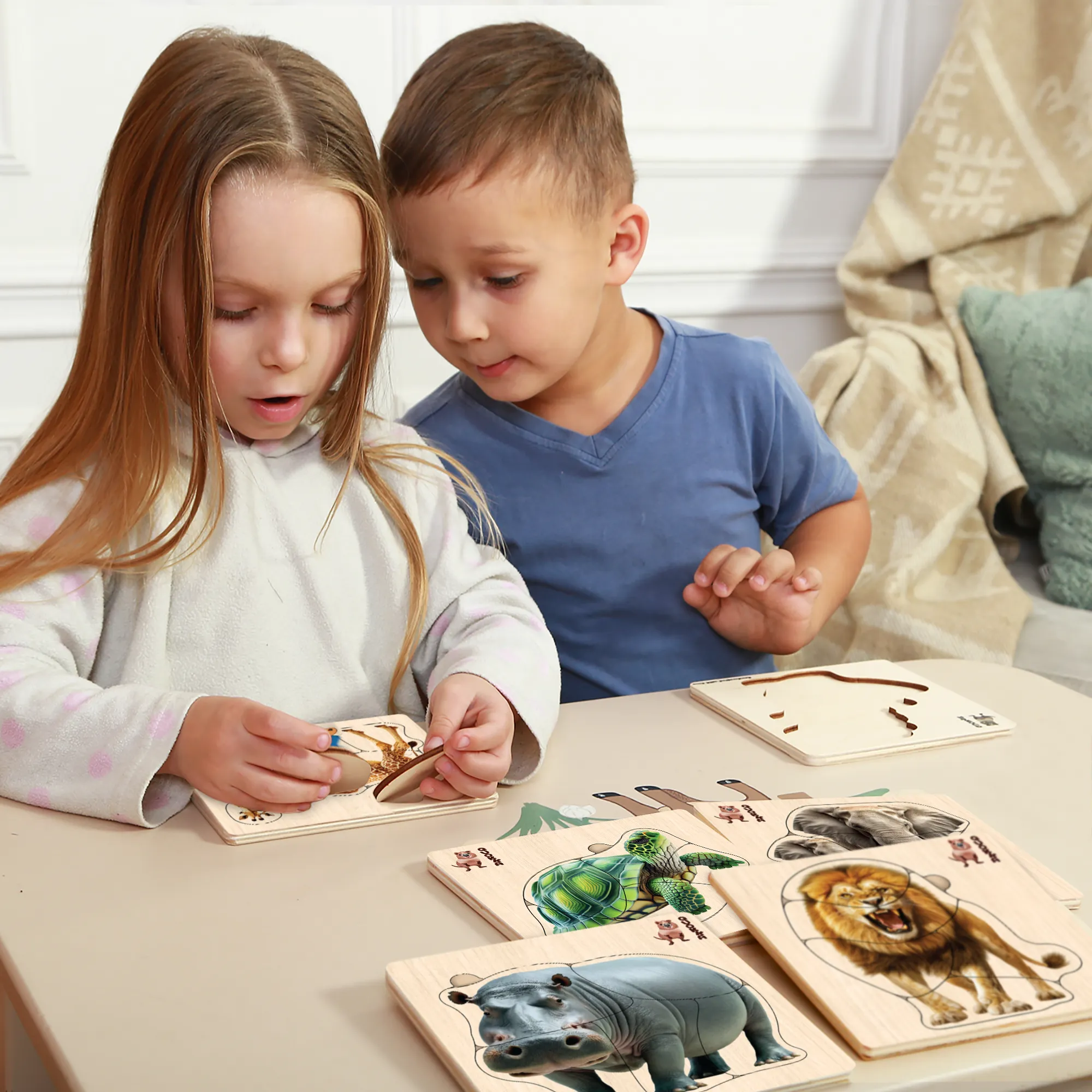 Realistic Wooden Puzzles for Toddlers  | Safari Animals