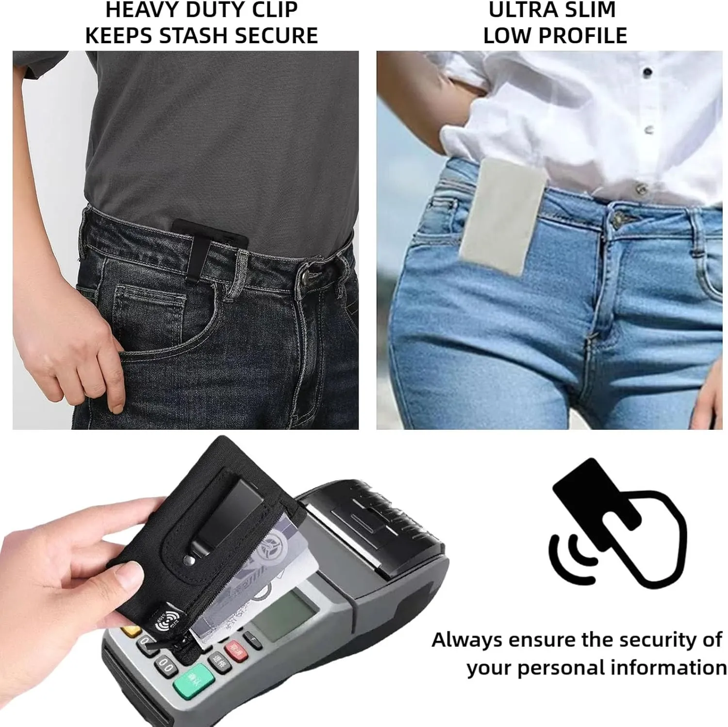 RFID Hidden Clip Stash Money Belt - Ultra Thin Anti-Theft Travel Pouch with Credit Card Slots for Women/Men, Perfect for International Travel, Daily Commute & Outdoor Activities (Deep Blue)