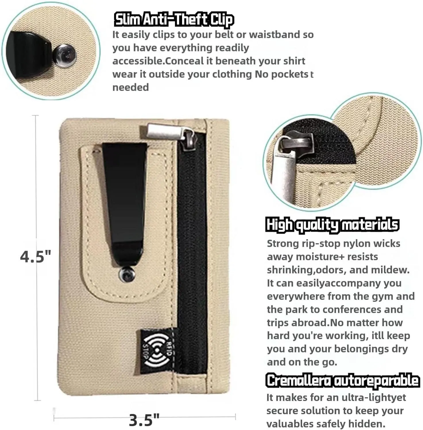 RFID Hidden Clip Stash Money Belt - Ultra Thin Anti-Theft Travel Pouch with Credit Card Slots for Women/Men, Perfect for International Travel, Daily Commute & Outdoor Activities (Deep Blue)