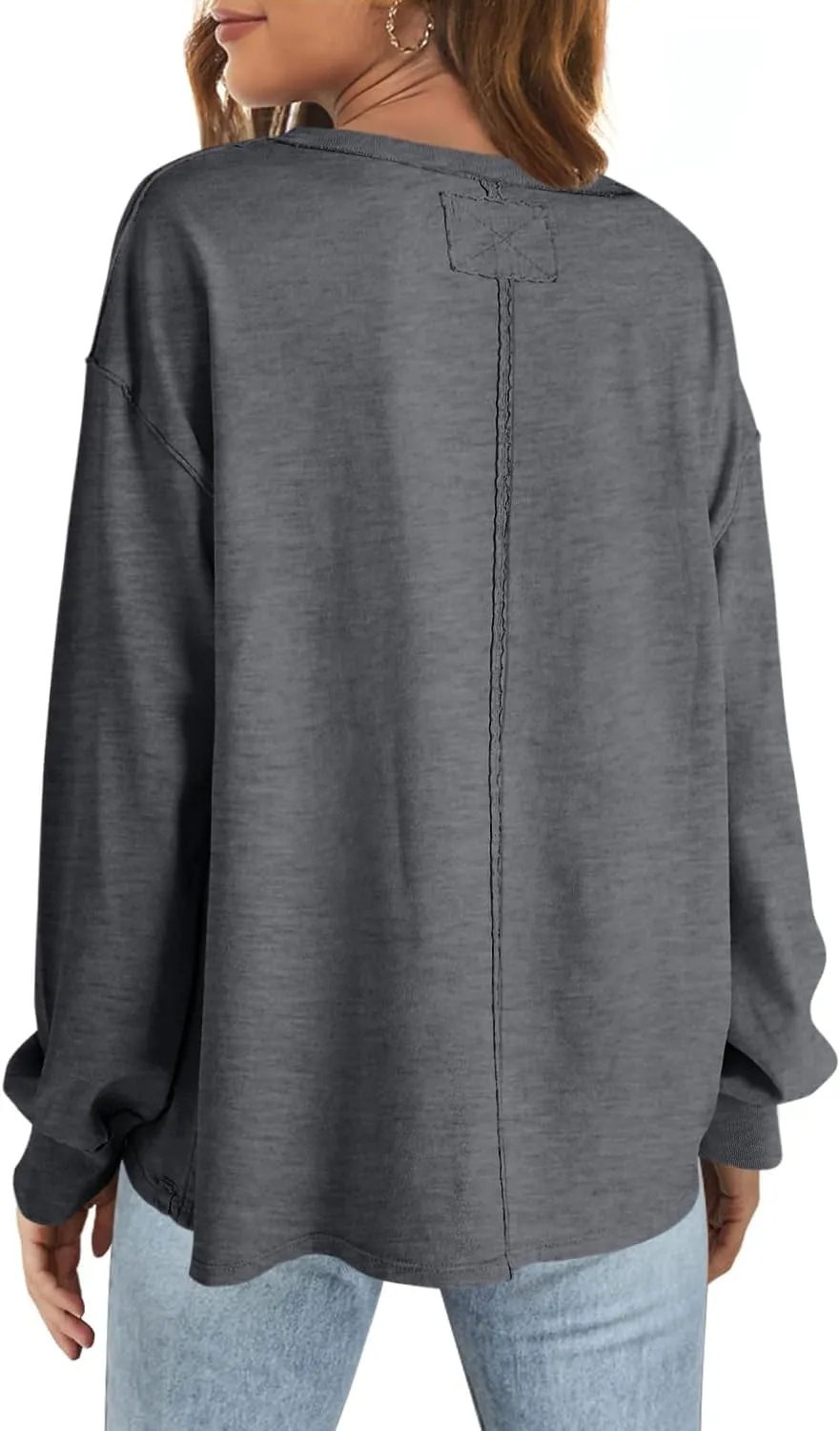 SENSERISE Womens Crewneck Sweatshirts Long Sleeve Tops with Pockets Casual Loose Fit Tee Tops
