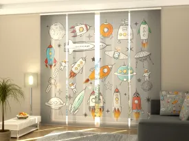 Set of 4 Panel Curtains Spaceships and Shuttles