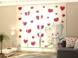 Set of 4 Panel Kitten and hearts