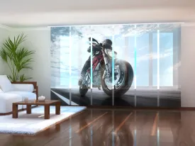 Set of 6 Panel Curtains Biker on Mountain Highway