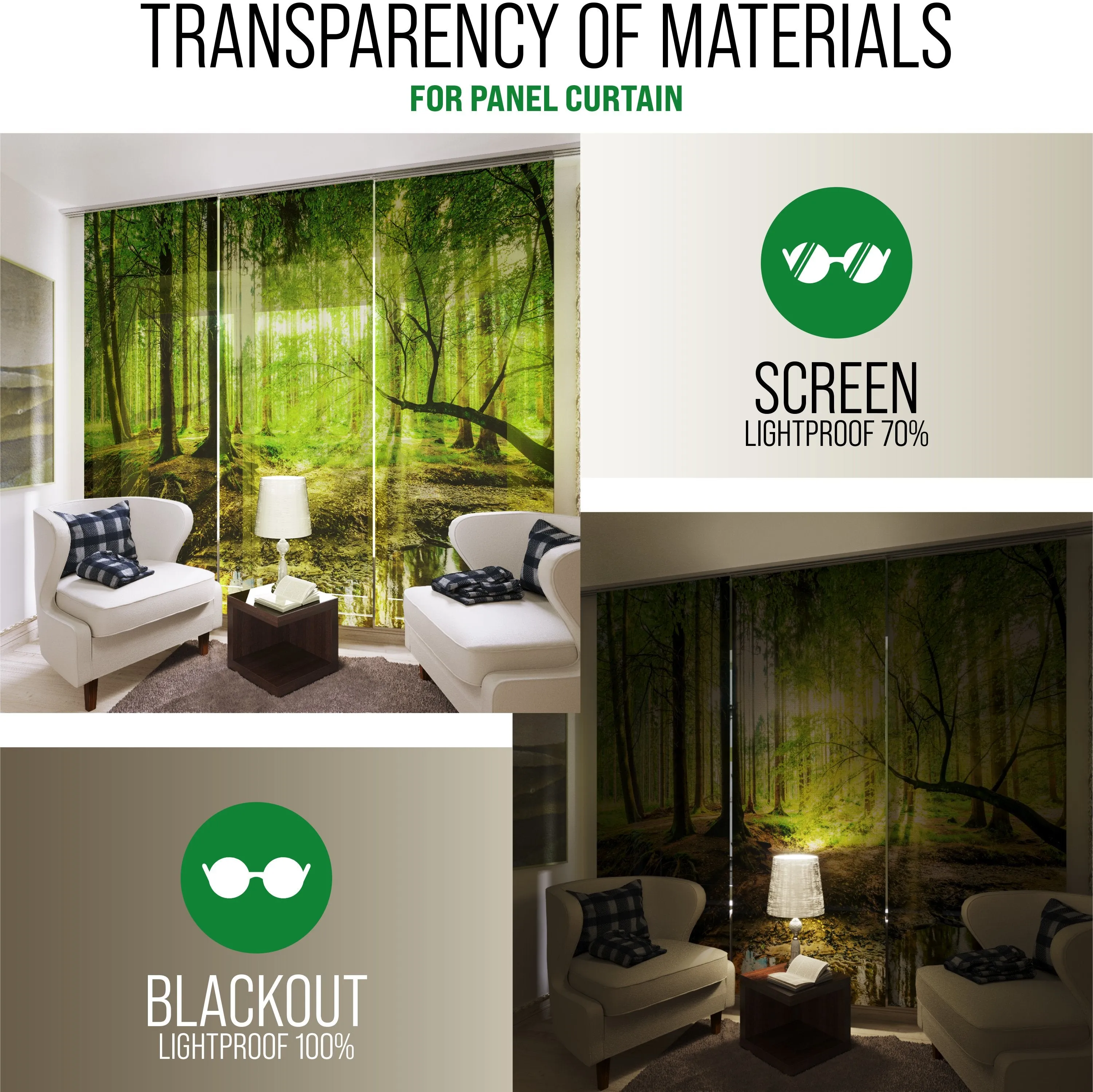 Set of 6 Panel Curtains Bookcase