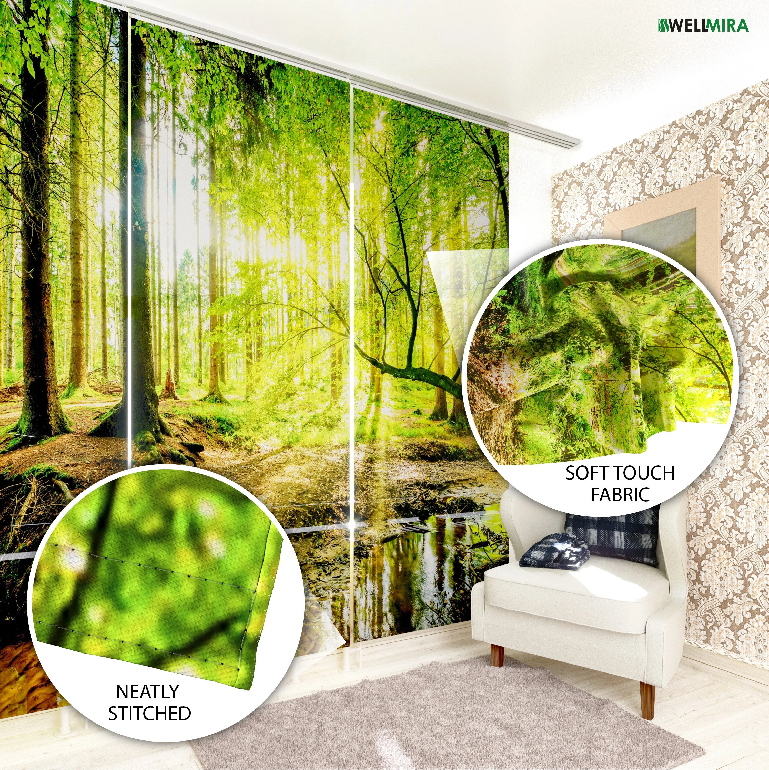Set of 6 Panel Curtains Bookcase