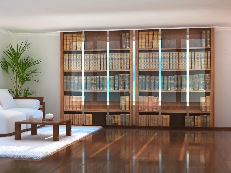 Set of 6 Panel Curtains Bookcase