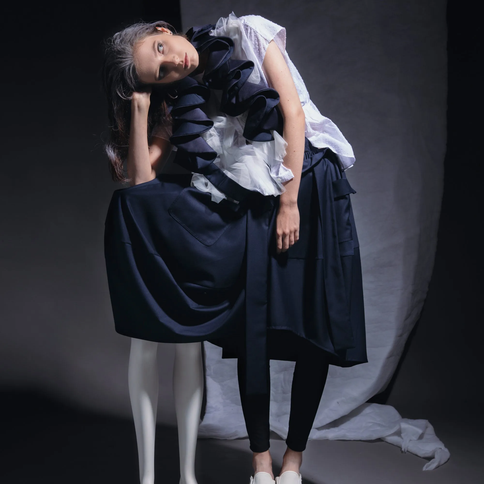 Skirts - Drop Cocoon with circular Ruffle Suspender