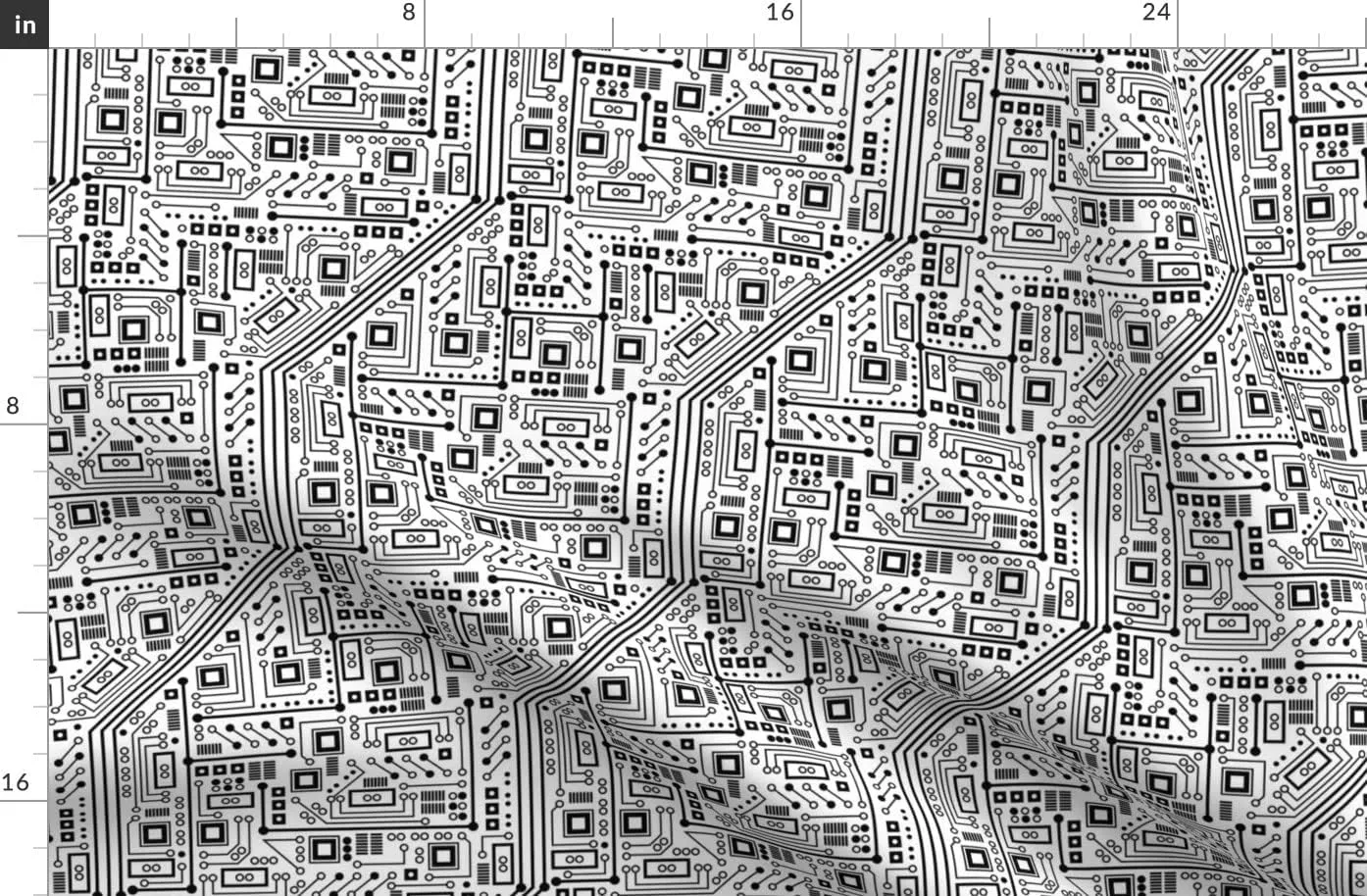 Spoonflower Fabric - Robot Circuit Board Black White Nerd Geek Digital Computer Printed on Denim Fabric Fat Quarter - Bottomweight Apparel Home Decor Upholstery