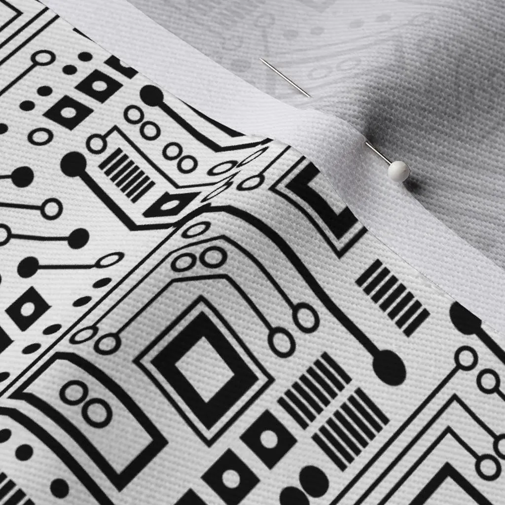 Spoonflower Fabric - Robot Circuit Board Black White Nerd Geek Digital Computer Printed on Denim Fabric Fat Quarter - Bottomweight Apparel Home Decor Upholstery