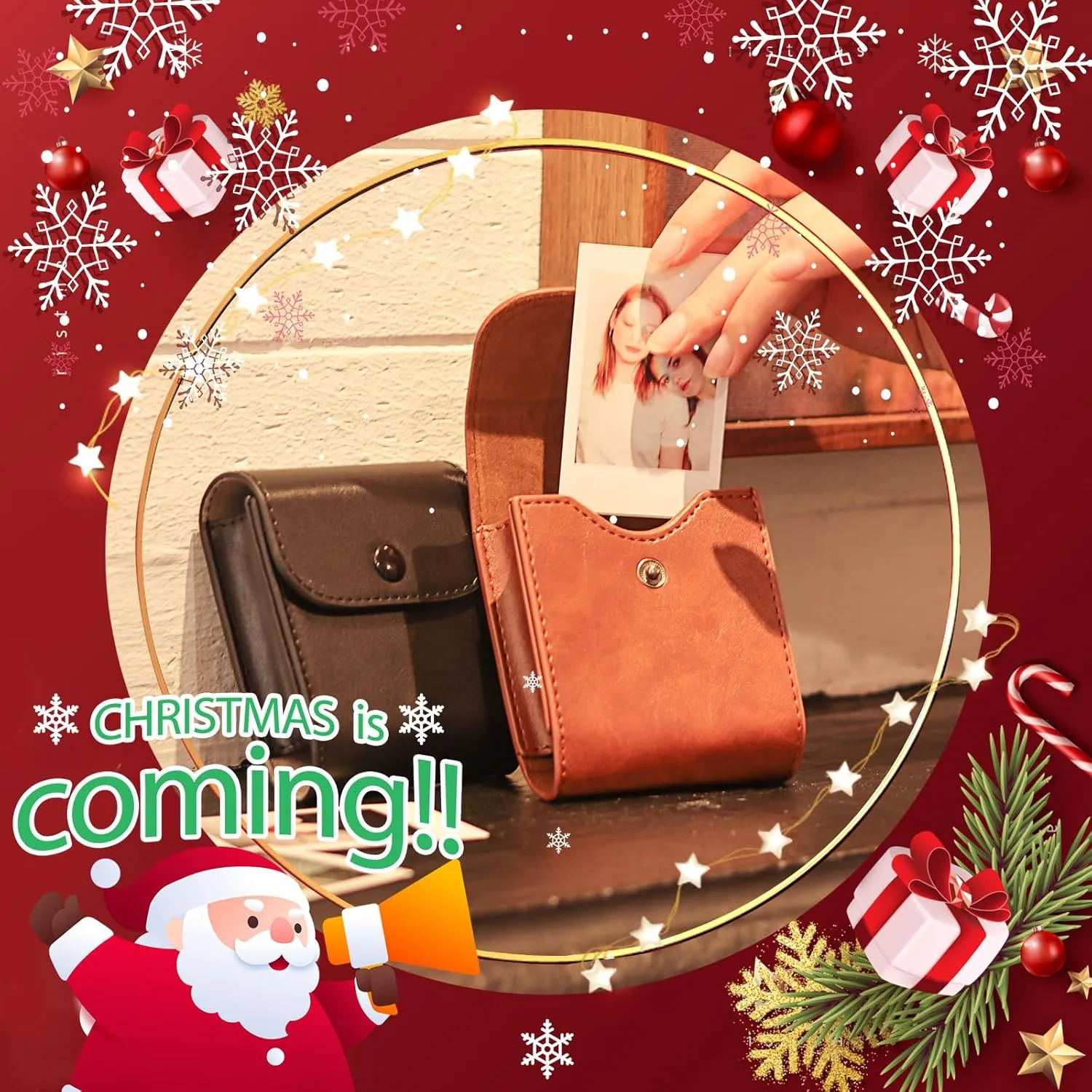 SQ Photo Pouch Album for Fujifilm Instax Square SQ40 SQ1 SQ20 SQ10 SQ6 SP-3 Instant Camera Film 2.9x3.4 Inch Film Accessories Case Bag with Soft PU Leather Material (Brown)